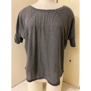 Prana Size Medium Women's Blouse Top‎ Shirt Grey Mesh-like High Low Hem